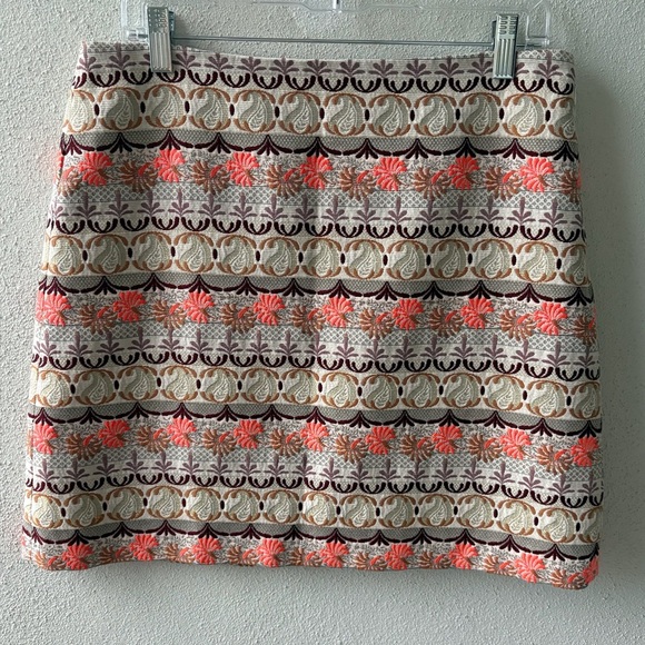 Loft A-Line Skirt Mosaic Gold Jacquard Brocade Metallic Size 10 Artsy Side Zip - Picture 1 of 10